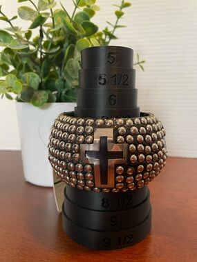 Bangle. Noi Brand. Black With Silver Embellishments And Crosses. NWT